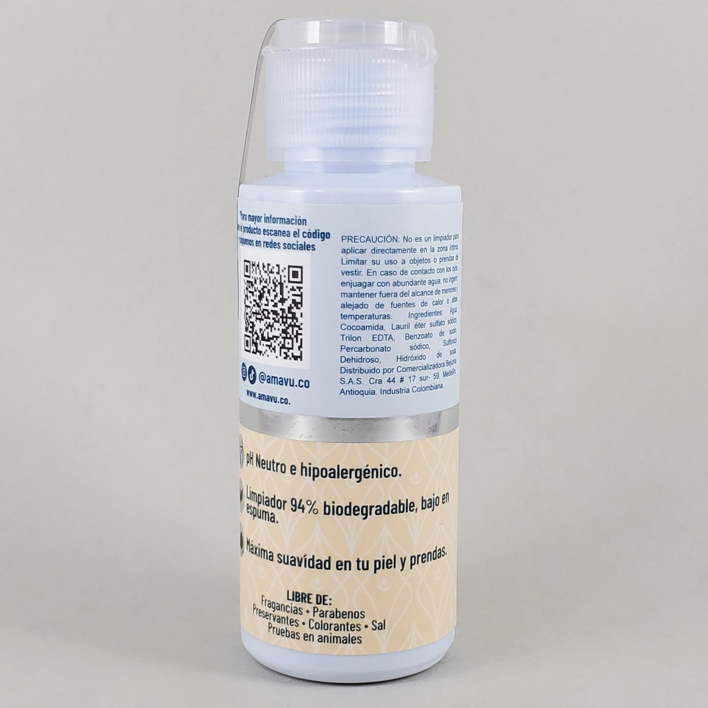 Limpiador AMAVÚ SYNDET sustituto del jabón para ropa interior. Presentación viajera 70 ml